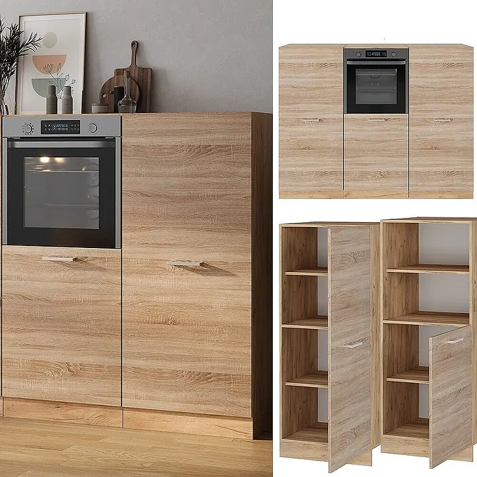 Vicco Küchenleerblock R-Line Sonoma/Goldkraft Eiche ohne Arbeitsplatte - Sonoma