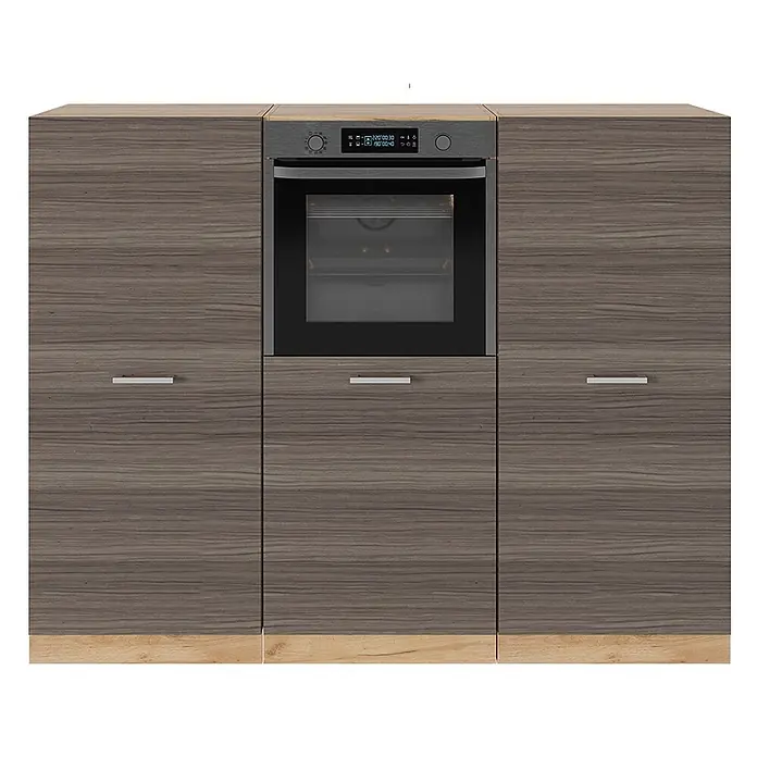Vicco Küchenleerblock R-Line Edelgrau/Goldkraft Eiche ohne Arbeitsplatte - Edelgrau