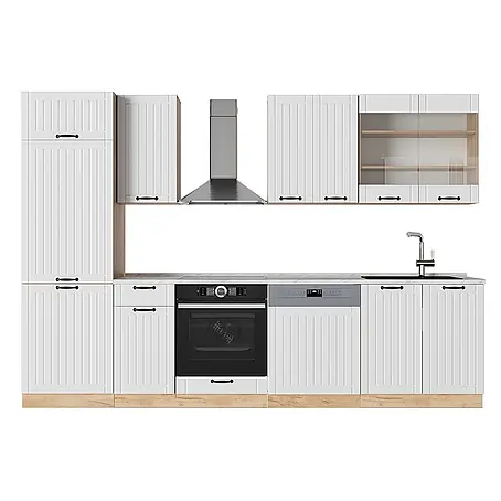Vicco  Küchenzeile Fame-Line Weiß Landhaus, AP Marmor