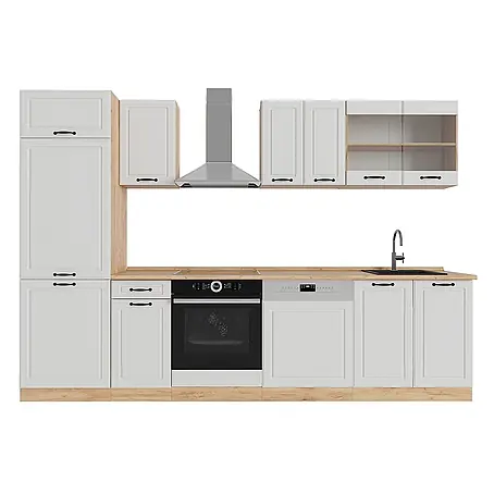 Vicco  Küchenzeile R-Line Weiß Landhaus/Goldkraft Eiche, AP Eiche