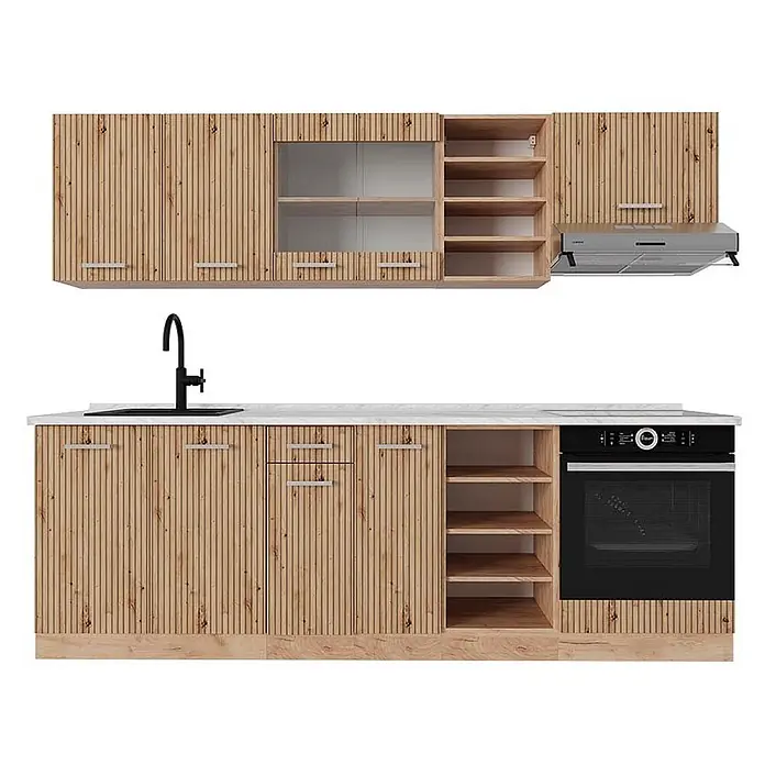 Vicco Küchenzeile R-Line Artisan-Eiche/Goldkraft Eiche, AP Marmor - Artisan-Eiche, Ohne Elektrogeräte