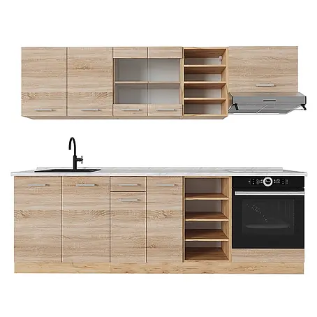 Vicco  Küchenzeile R-Line Sonoma/Goldkraft Eiche, AP Marmor