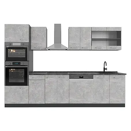 Vicco  Küchenzeile R-Line Beton/Anthrazit mit Hochschrank, AP Anthrazit
