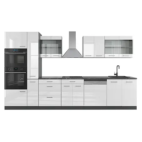 Vicco  Küchenzeile R-Line Weiß Hochglanz/Anthrazit mit Hochschrank