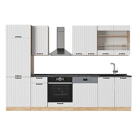 Vicco  Küchenzeile Fame-Line Weiß Landhaus ohne Arbeitsplatte