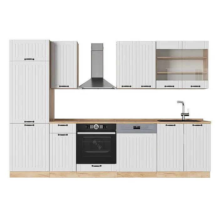 Vicco Küchenzeile Fame-Line Weiß Landhaus, AP Eiche - Weiß Landhaus, Ohne Elektrogeräte