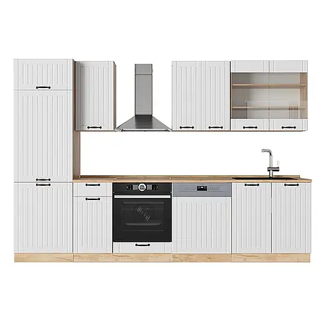 Vicco  Küchenzeile Fame-Line Weiß Landhaus, AP Eiche