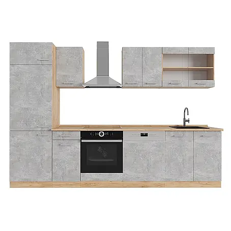 Vicco  Küchenzeile R-Line Beton/Goldkraft Eiche ohne Arbeitsplatte