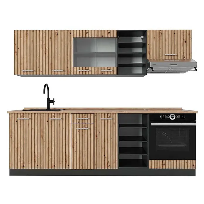 Vicco Küchenzeile R-Line Artisan Eiche/Anthrazit, AP Eiche - Artisan-Eiche, Ohne Elektrogeräte