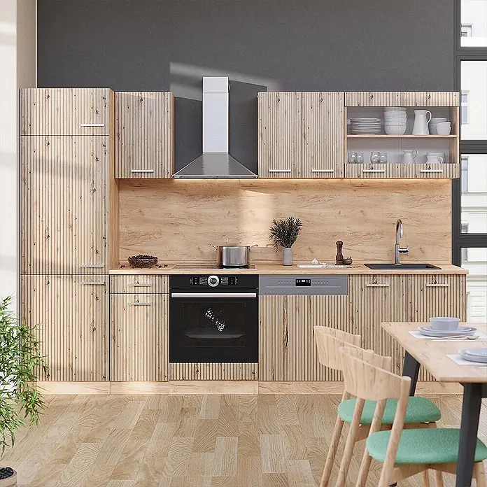 Vicco Küchenzeile R-Line Artisan-Eiche/Goldkraft Eiche ohne Arbeitsplatte - Artisan-Eiche, Ohne Elektrogeräte