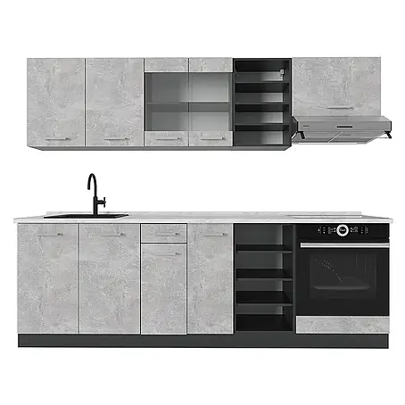 Vicco  Küchenzeile R-Line Beton/Anthrazit, AP Marmor