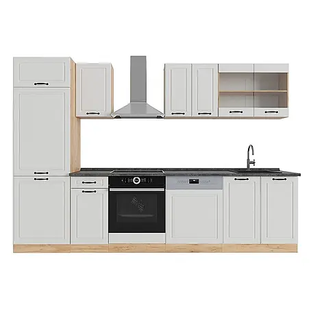 Vicco  Küchenzeile R-Line Weiß Landhaus/Goldkraft Eiche ohne Arbeitsplatte