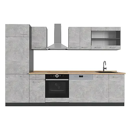 Vicco  Küchenzeile R-Line Beton/Anthrazit, AP Eiche