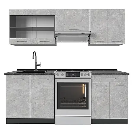 Küchenzeile R-Line 200 cm Beton Art.-Nr. 53591
