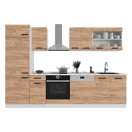 Vicco  Küchenzeile R-Line Goldkraft Eiche/Weiß ohne Arbeitsplatte