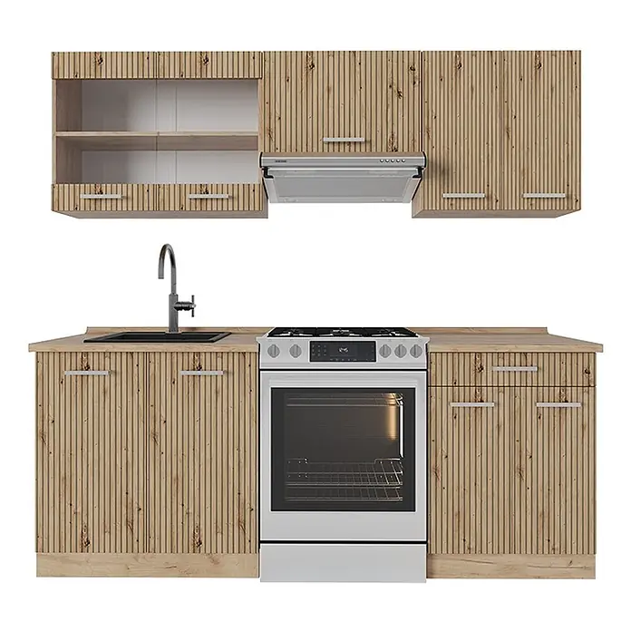 Vicco Küchenzeile R-Line Artisan-Eiche/Goldkraft Eiche ohne Arbeitsplatte - Artisan-Eiche, Ohne Elektrogeräte