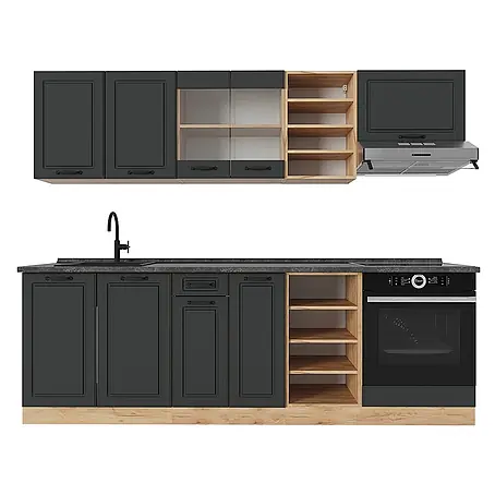 Vicco  Küchenzeile R-Line Anthrazit Landhaus/Goldkraft Eiche, AP Anthrazit