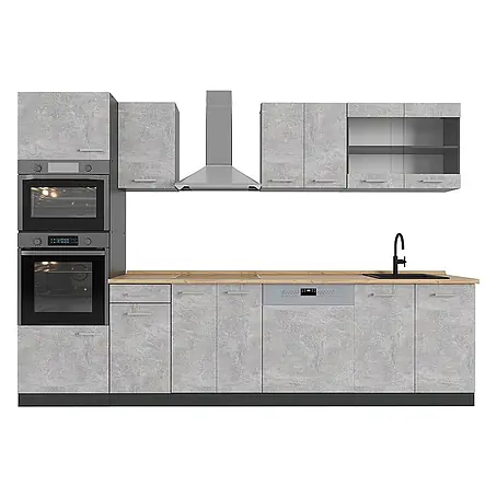 Vicco  Küchenzeile R-Line Beton/Anthrazit mit Hochschrank, ohne Arbeitsplatte