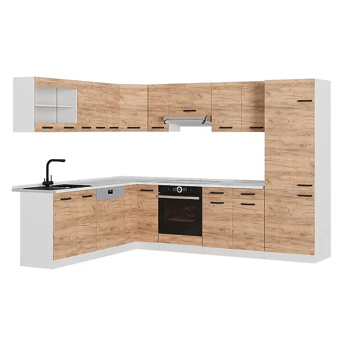 Vicco Eckküche R-Line Goldkraft Eiche/Weiß AP Eiche - Goldkraft Eiche, Ohne Elektrogeräte