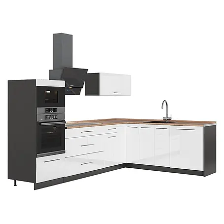 Eckküche Fame-Line 287 cm Weiß Hochglanz Art.-Nr. 63482