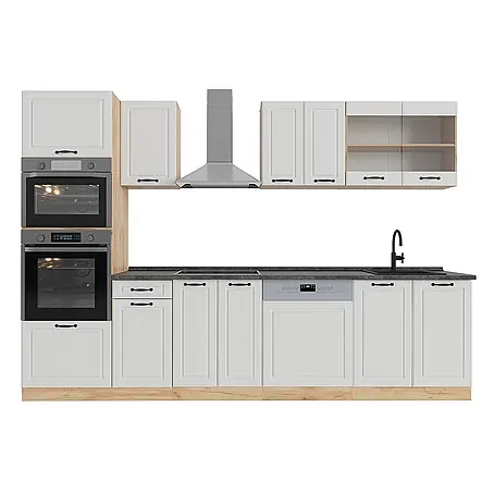 Vicco  Küchenzeile R-Line Weiß Landhaus mit Hochschrank, ohne Arbeitsplatte