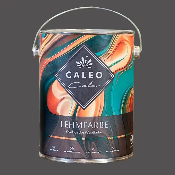 Caleo Color Wandfarbe Lehmfarbe Ebenholz - Ebenholz, Matt, 0,15 l
