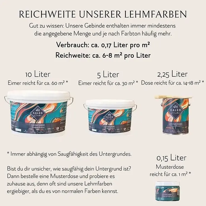 Caleo Color Wandfarbe Lehmfarbe Altweiß - Altweiß, Matt, 2,25 l