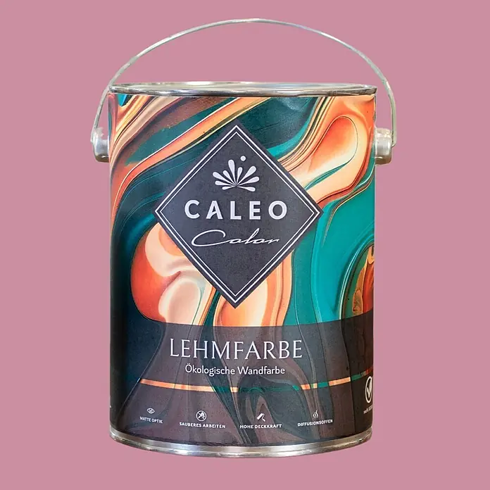 Caleo Color Wandfarbe Lehmfarbe Himbeere - Himbeere, Matt, 5 l