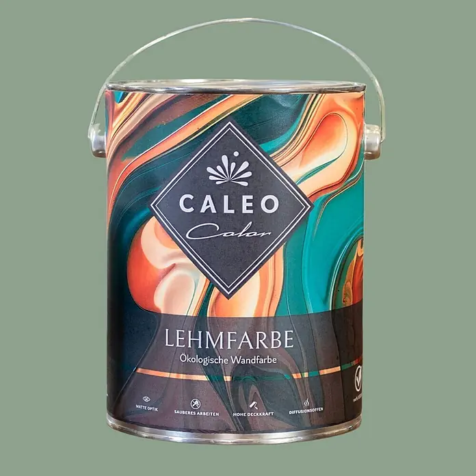 Caleo Color Wandfarbe Lehmfarbe Agave - Agave, Matt, 2,25 l