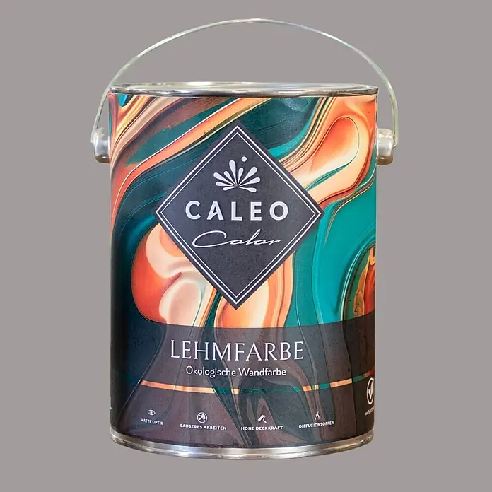 Caleo Color Wandfarbe Lehmfarbe Graureiher - Graureiher, Matt, 2,25 l
