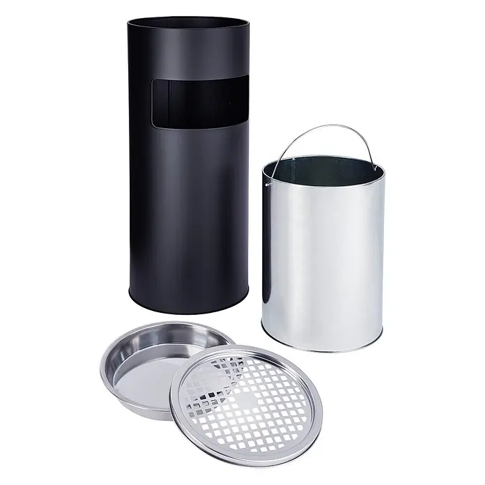 SVITA Asche-Mülleimer Standaschenbecher - 30 l, Stahl, Schwarz