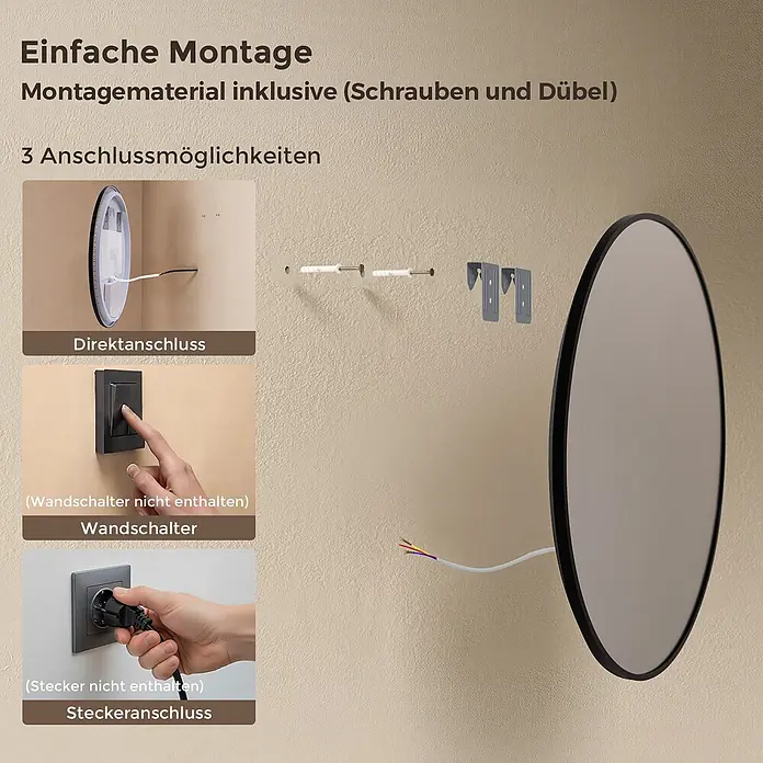 S'AFIELINA Lichtspiegel Luna Select - 80 x 80 cm, Leuchtmittel
