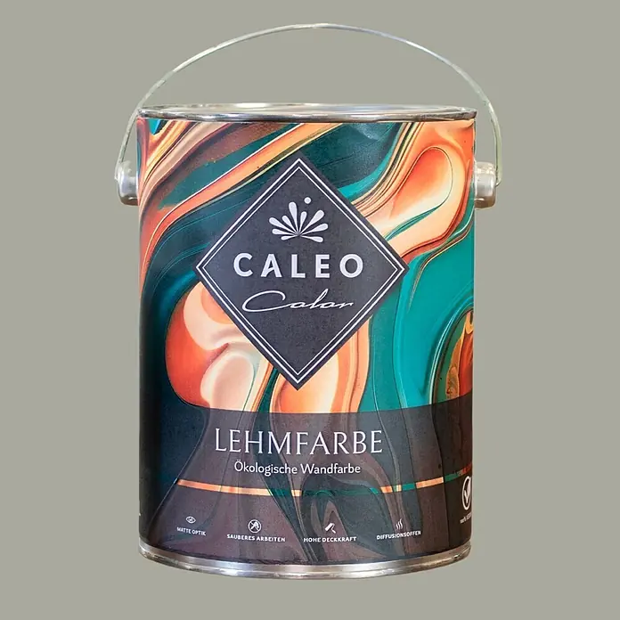 Caleo Color Wandfarbe Lehmfarbe Rauchschwade - Rauchschwade, Matt, 10 l