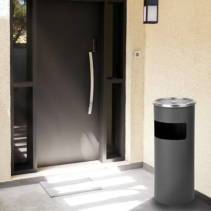 SVITA Asche-Mülleimer Standaschenbecher - 30 l, Stahl, Grau