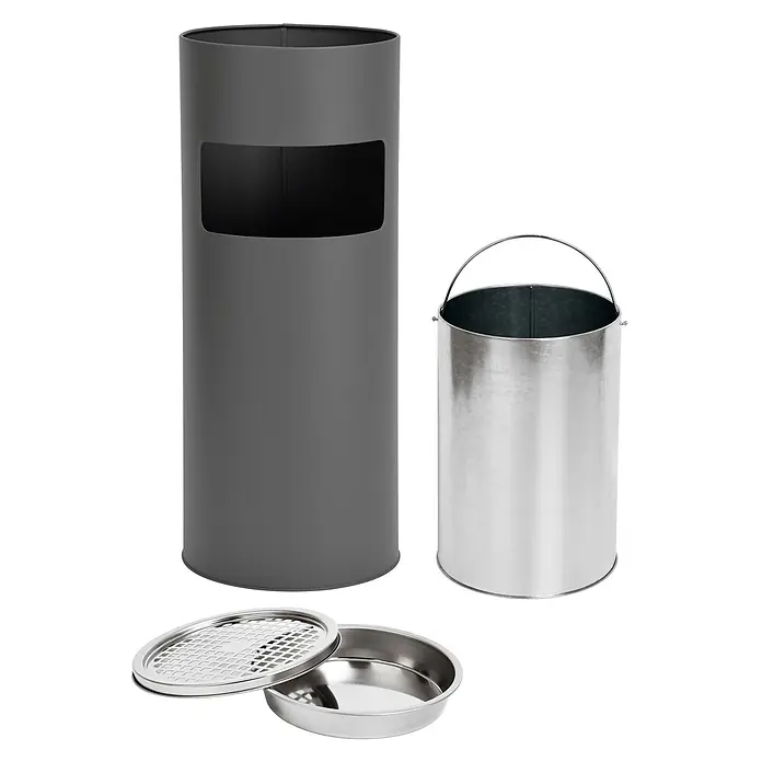 SVITA Asche-Mülleimer Standaschenbecher - 30 l, Stahl, Grau