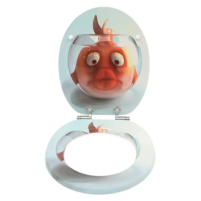 SAINOS WC-Sitz MDF WC-Sitz Orange Tiere, O-Form, Absenkautomatik, Zinkscharniere, Unten - MDF, Orange, Mit Absenkautomatik
