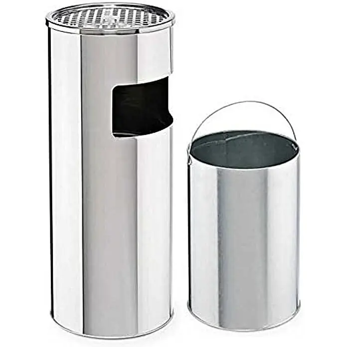 SVITA Asche-Mülleimer Standaschenbecher - 30 l, Edelstahl, Silber
