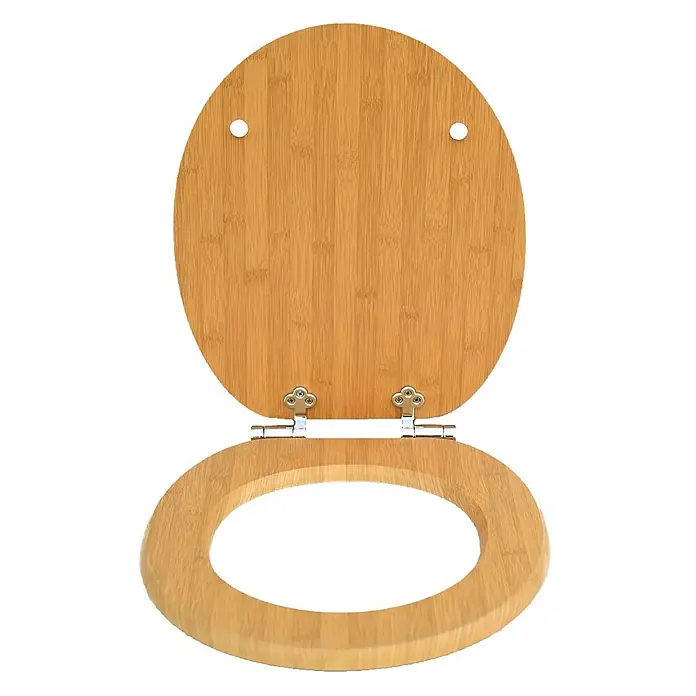 SAINOS WC-Sitz MDF WC-Sitz Gelb Holzoptik, O-Form, Absenkautomatik, Zinkscharniere, Unten - MDF, Gelb, Mit Absenkautomatik