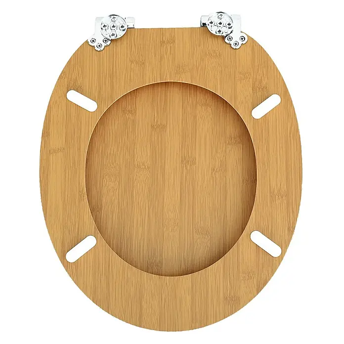 SAINOS WC-Sitz MDF WC-Sitz Gelb Holzoptik, O-Form, Absenkautomatik, Zinkscharniere, Unten - MDF, Gelb, Mit Absenkautomatik