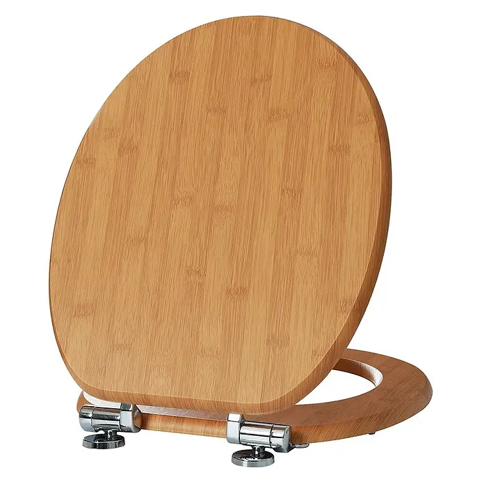SAINOS WC-Sitz MDF WC-Sitz Gelb Holzoptik, O-Form, Absenkautomatik, Zinkscharniere, Unten - MDF, Gelb, Mit Absenkautomatik
