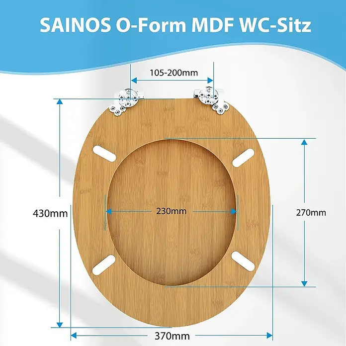 SAINOS WC-Sitz MDF WC-Sitz Gelb Holzoptik, O-Form, Absenkautomatik, Zinkscharniere, Unten - MDF, Gelb, Mit Absenkautomatik