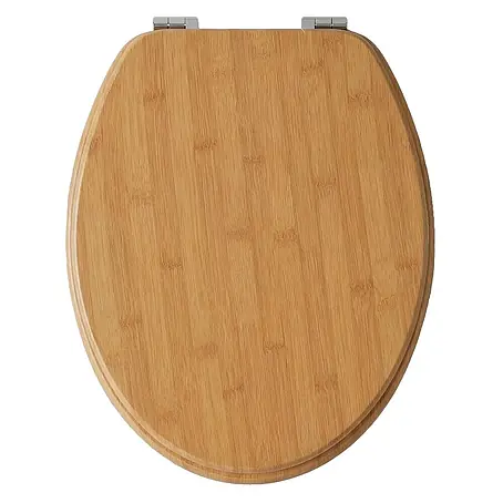 SAINOS  WC-Sitz MDF WC-Sitz Gelb Holzoptik, O-Form, Absenkautomatik, Zinkscharniere, Unten