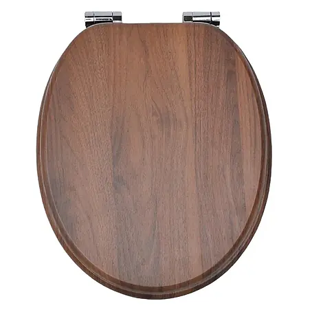SAINOS  WC-Sitz MDF WC-Sitz Braun Holzoptik, O-Form, Absenkautomatik, Zinkscharniere, Unten