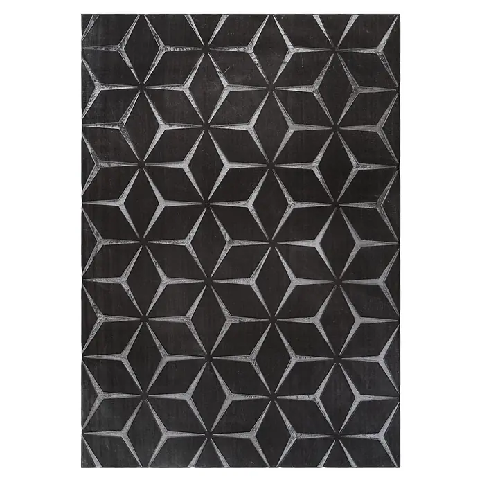 Kayoom Kurzflorteppich Calma 225 - Anthrazit, 220 x 160 cm, 100 % Polyester - Draufsicht
