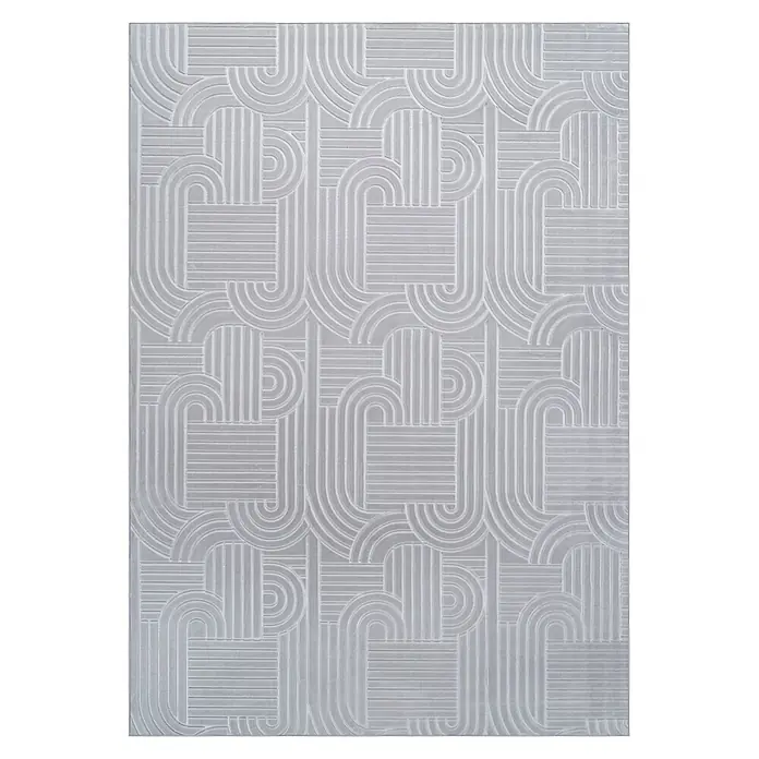 Kayoom Kurzflorteppich Calma 125 - Silber, 120 x 160 cm, 100 % Polyester - Draufsicht
