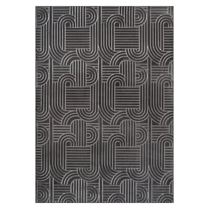 Kayoom Kurzflorteppich Calma 125 - Anthrazit, 220 x 160 cm, 100 % Polyester - Draufsicht