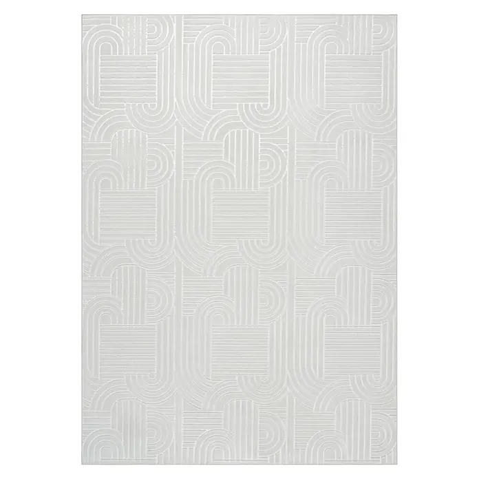 Kayoom Kurzflorteppich Calma 125 - Weiß, 220 x 160 cm, 100 % Polyester - Draufsicht