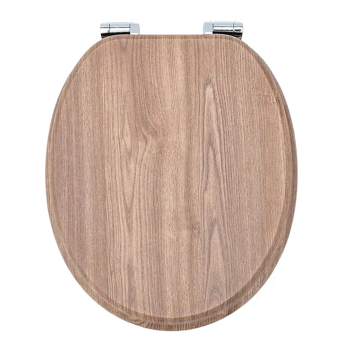 SAINOS WC-Sitz MDF WC-Sitz Beige Holzoptik, O-Form, Absenkautomatik, Zinkscharniere, Unten - MDF, Beige, Mit Absenkautomatik