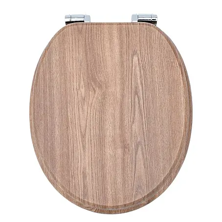 SAINOS  WC-Sitz MDF WC-Sitz Beige Holzoptik, O-Form, Absenkautomatik, Zinkscharniere, Unten