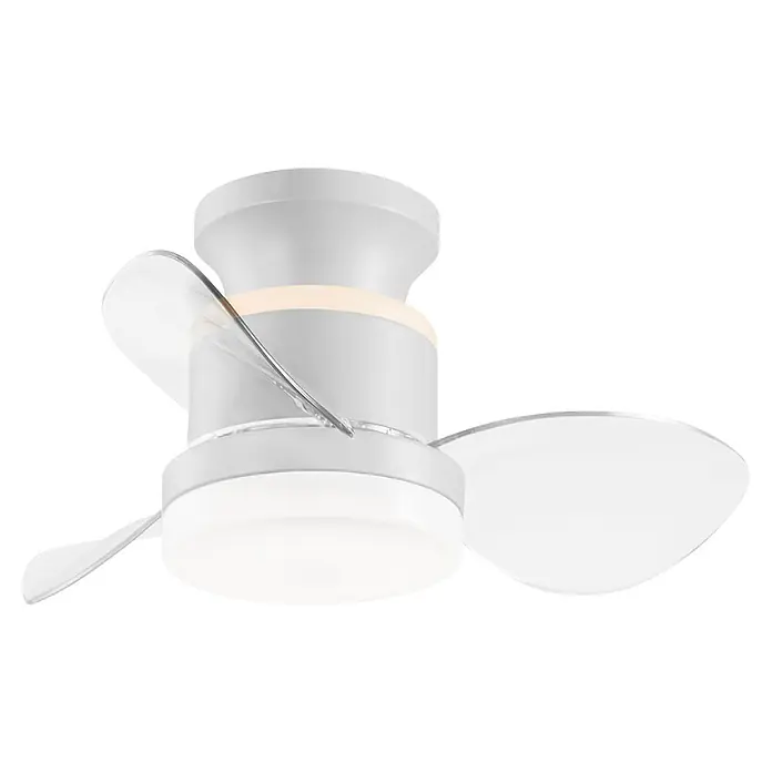Alemar Ventilador de techo Salento - Blanco, 50 mm, 30 W - Ventilador de techo moderno blanco y plateado con aspas transparentes y luz LED esmerilada integrada.